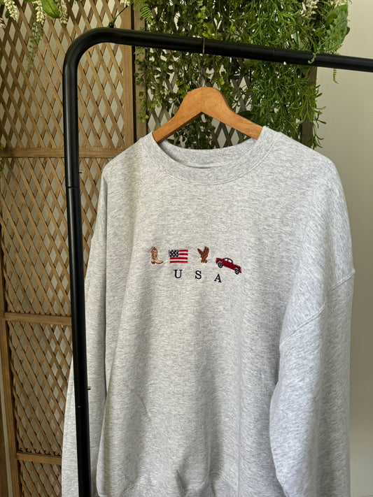 USA Embroidered Crewneck