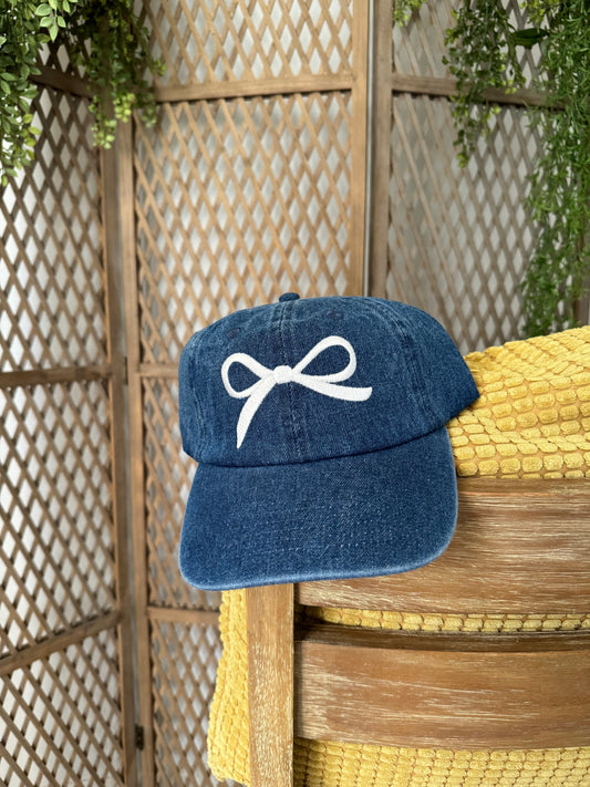 White Bow Baseball Hat